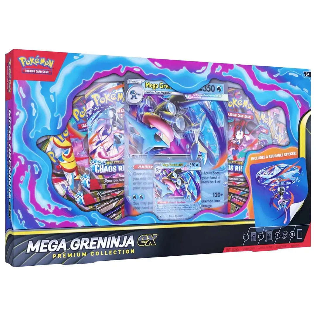 Pokémon Mega Greninja ex Premium Collection Box met promo kaart, oversized kaart, sticker en 8 booster packs