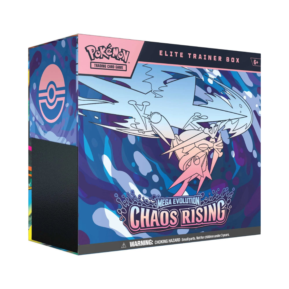 Mega Evolution Chaos Rising Elite Trainer Box Pokémon TCG met booster packs, promo kaart en accessoires