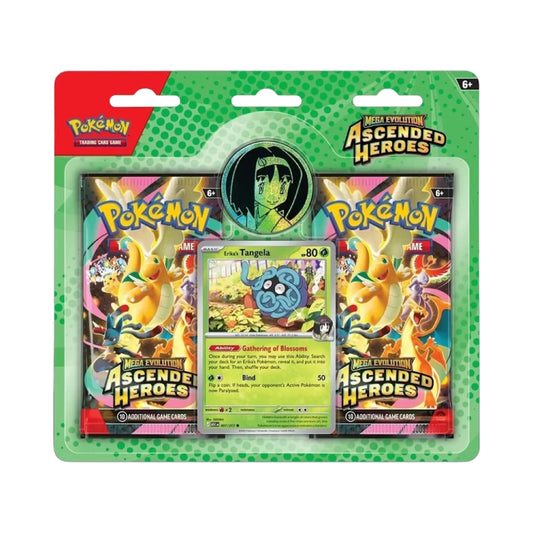 Mega Evolution Ascended Heroes Erika's Tangela 2-Pack Blister Pokémon TCG met 2 booster packs, promo kaart en coin