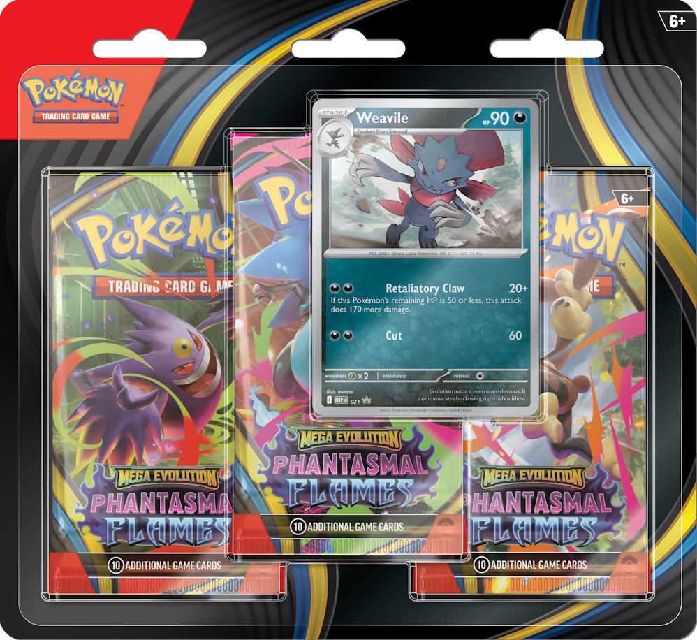 Pokémon TCG: Phantasmal Flames 3-Pack Blister met Weavile promo – Engels | Evocollects