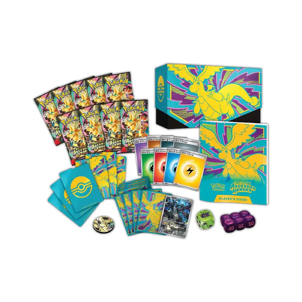 Pokémon Mega Evolution Ascended Heroes Elite Trainer Box inhoud met booster packs kaarten sleeves en accessoires