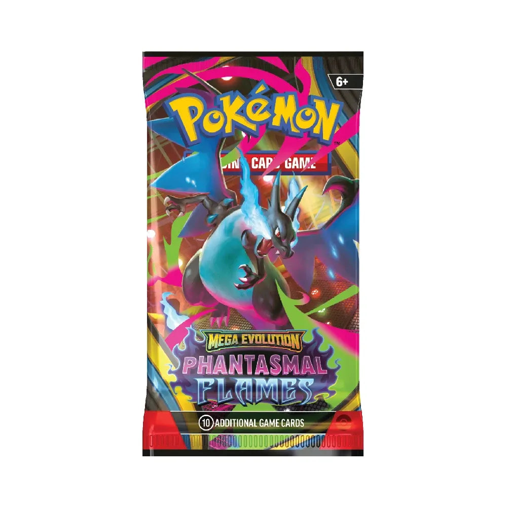 Pokémon TCG: Mega Evolution Phantasmal Flames Booster Pack – voorkant van de verpakking