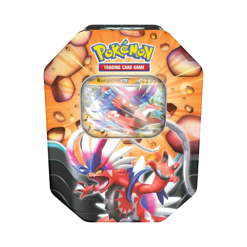 Pokémon TCG Slashing Legends Koraidon ex Tin – promo kaart en packs